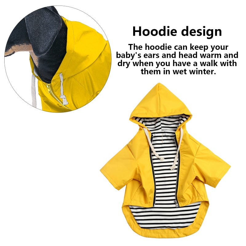 Morezi Dog Raincoat rain Jacket Raincoat Dogs Waterproof Small Medium Breeds Zip Closure Storage Pocket Harness Hole Yellow S - Image 4